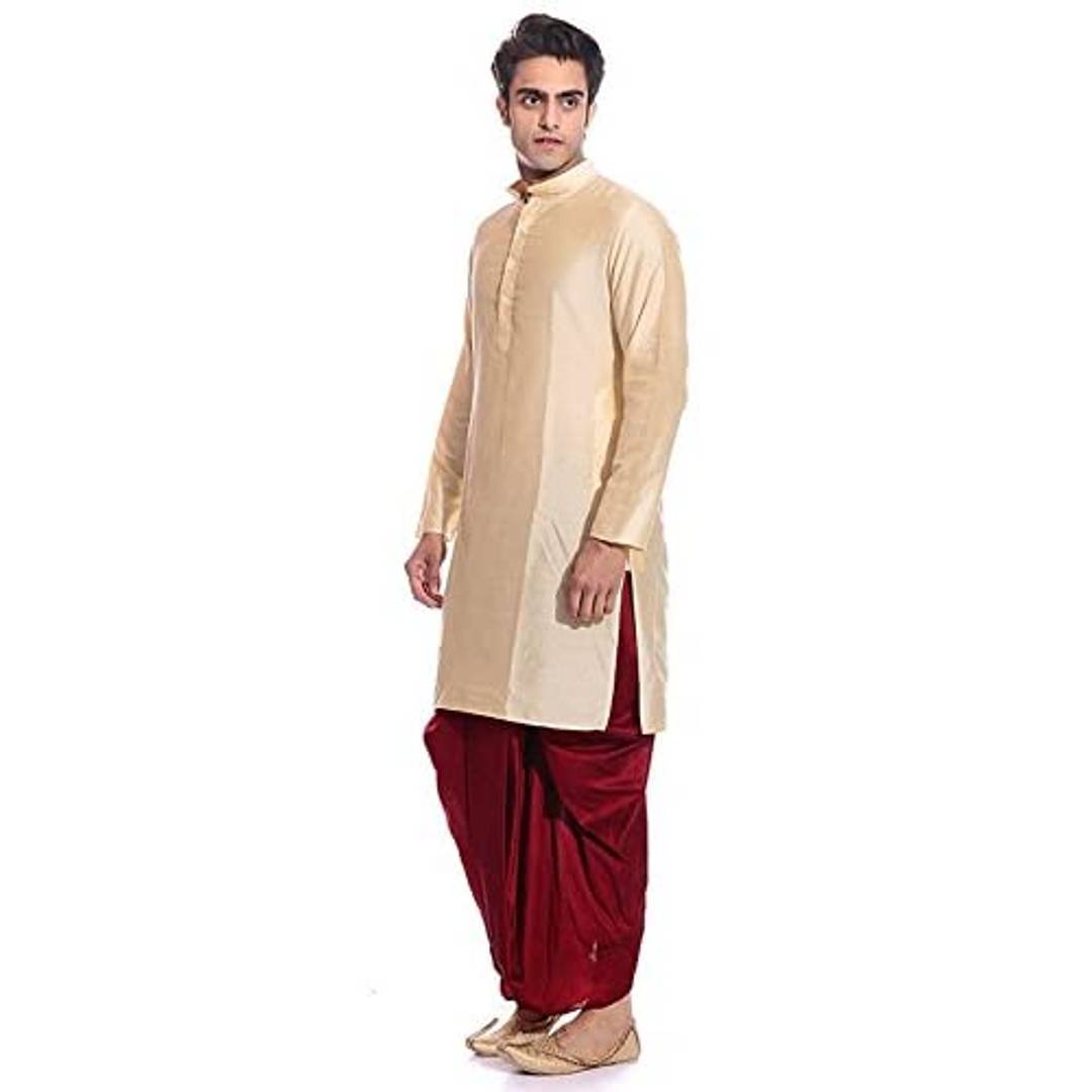 MAG Men's Silk Regular Kurta Dhoti (RG-1565-$JA_Red)